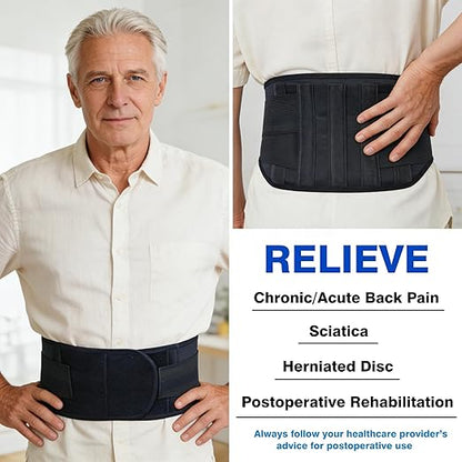 Back Brace for Lower Back Pain & Sciatica Relief, Lumbar Support Belt with 5 Reinforced Stays for Herniated Disc, Scoliosis, Arthritis, Work Heavy Lifting for Women & Men (45-50.9“ X-Large)