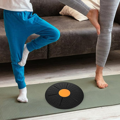 Adjustable Angle Wobble Board for Balance Training with Non-slip Surface Stability Trainer for Fitness Sensory Rehabilitation and Core Exercise at Home Black and Orange
