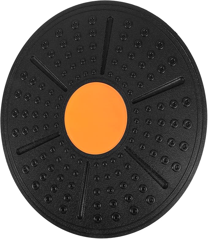 Non-slip Stability Board with Adjustable Angle for Core Training and Balance Exercise Portable Wobble Board for Home Fitness and Rehabilitation in Black and Orange Colors