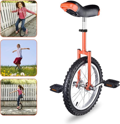 AW 16/18/20/24 Inch Wheel Outdoor Unicycle Adjustable Seat Exercise Bicycle Fit Adults Kids Outdoor Sports Fitness Exercise, for Choice