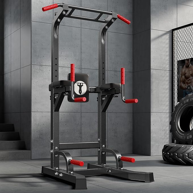 SogesHome Adjustable Pull Up Bar & Dip Station, Heavy Duty 330LB Capacity Multifunctional Home Gym Fitness Equipment for Strength Training, Push Up Stand for Arm, Back, Core & Full Body Workout