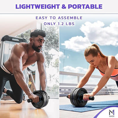 Ab Roller Wheel, Abs Workout Machine, Perfect for Core & Abdominal Strength Training, Exercise Wheels for Home Gym w/Knee Pad, Fitness Equipment for Sports