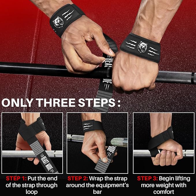TECEUM Lifting Straps for Weightlifting Gym Strength Training - Wrist Straps with Neoprene Padded Cotton - Men & Women – Ideal for Powerlifting, Bodybuilding & Deadlifts