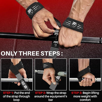 TECEUM Lifting Straps for Weightlifting Gym Strength Training - Wrist Straps with Neoprene Padded Cotton - Men & Women – Ideal for Powerlifting, Bodybuilding & Deadlifts