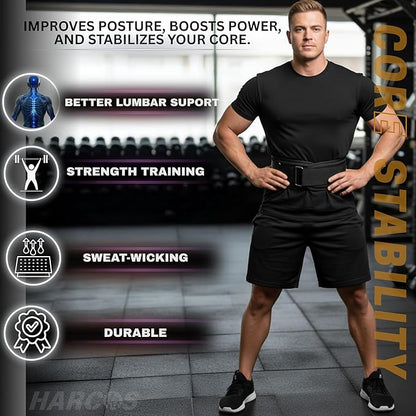HARCOS 6 Inch Nylon Weight Lifting Belt for Men & Women – Heavy Duty Double D-Ring Gym Belt with Padded Lumbar Back Support – Adjustable Workout Belt for Squats, Deadlifts & Strength Training