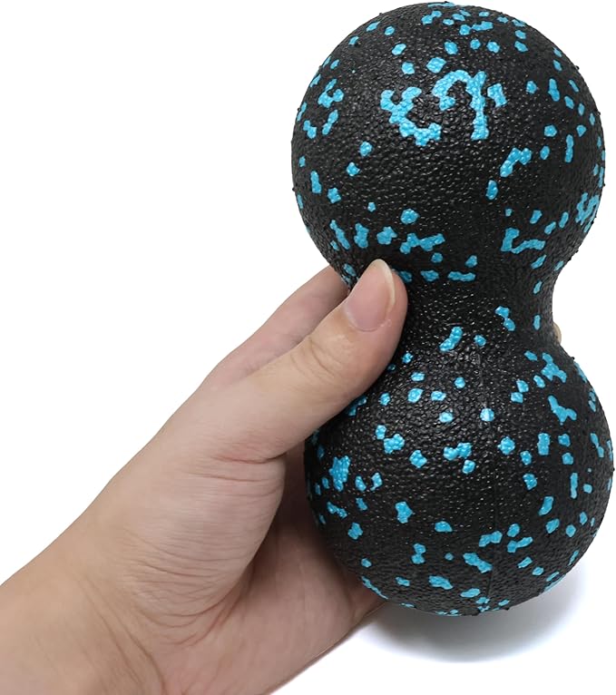 yueton 1 Pack Blue Peanut Massage Ball Deep Tissue Muscle Massage Myofascial Release Acupoint Massage Back Leg Massage Roller Mobility Ball for Physical Yoga Therapy