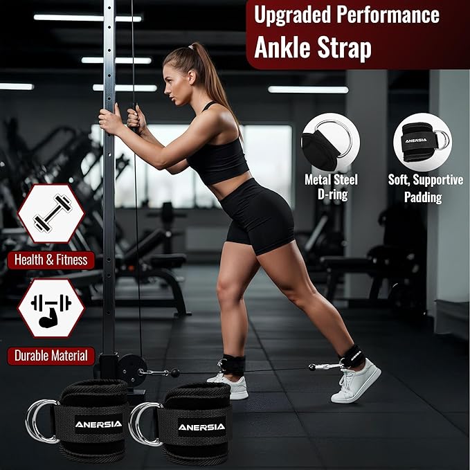 10 in 1 Barbell Pad Set for Squats & Hip Thrust – Barbell Pad with Resistance Bands, Lifting Straps, Ankle Straps & Barbell Clamps – Weightlifting Accessories Kit for Home Gym