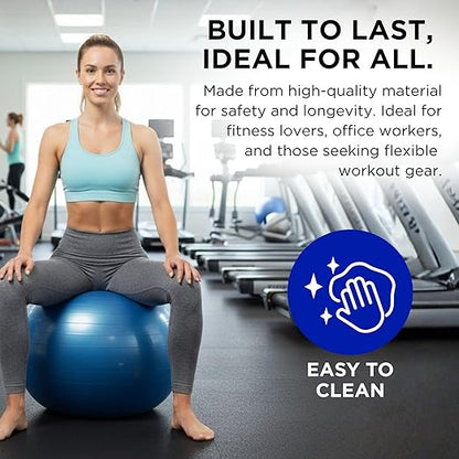 THERABAND Standard Exercise Ball, 30" Blue Stability Trainer for 6'2"–6'8" Users, Yoga & Pilates Ball, Balance & Core Trainer, For Athletes Fitness at Gym & Home