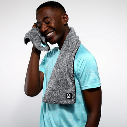 Facesoft Yoga Towel - Infused with Activated Charcoal to Detoxify and Sweat - Made with Eco-Friendly Aqua-Cotton Yarn - Biodegradable and Sustainable - All Ages