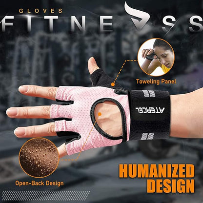 ATERCEL Weight Lifting Gloves Breathable Workout Gloves with Wrist Support for Gym, Exercise, Pull ups, Super Lightweight for Mens and Women, Full Palm Protection