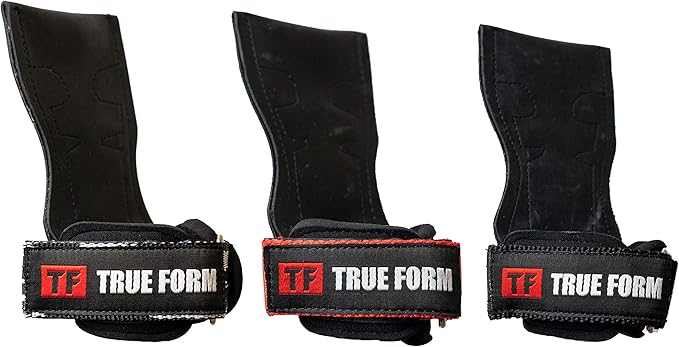 True Form Grips Weight Lifting Gloves Heavy Duty Straps Alternative Power Lifting Hooks Best for Deadlifts Adjustable Neoprene Padded Wrist Wraps Support Bodybuilding Pro Workout