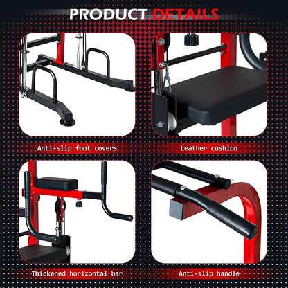 Dland Power Tower Dip Station Pull Up Bar Exercise Tower, Multifunctional Adjustable Height Training Equipment for Home Gym, Free Standing Assisted Fitness Workout Pullup Rack Station Machine