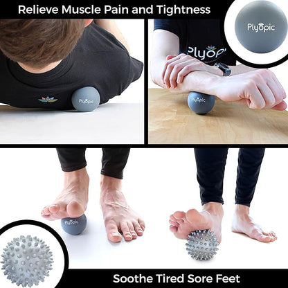 Plyopic. Massage Ball Set – for Deep Tissue Muscle Massage, Myofascial Release, Trigger Points, Mobility, Plantar Fasciitis - Eliminate Muscle Tension & Tightness in Your Back Neck Foot