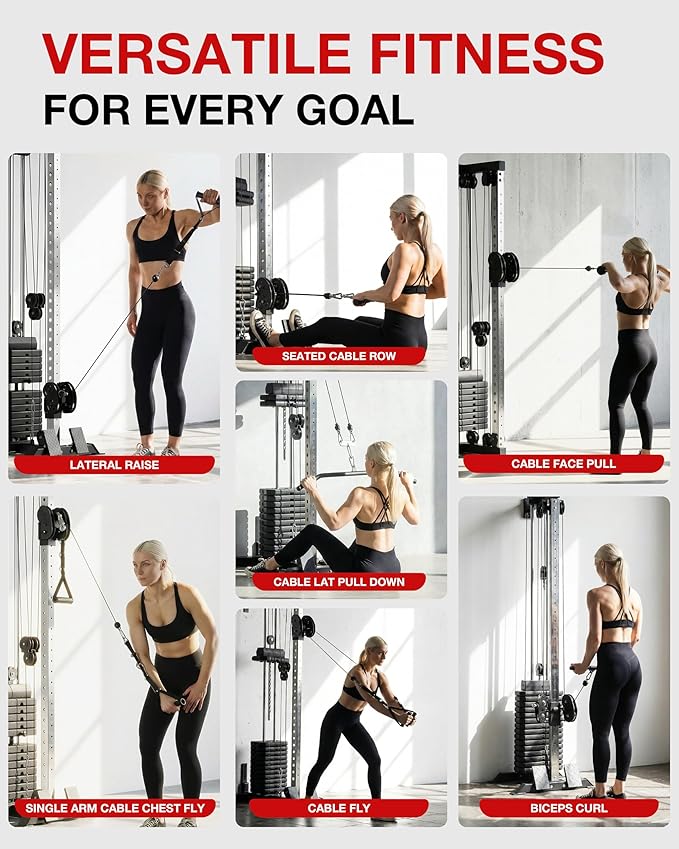 Mikolo Wall Mount Cable Station, Cable Crossover Machine with Dual Pulley System and 18 Adjustable Positions for Home Gym Fitness Equipment