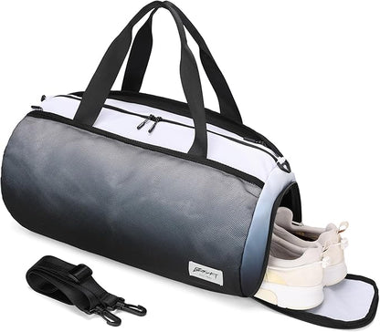 BE SMART Waterproof Mens Gym Bag with Shoe Compartment, Duffle Bag with Wet Pocket for Men, Lightweight Sport Carry On Duffel Bag With Tpu Pocket for Travel, Sports, Fitness & Workout(Black Gradient)