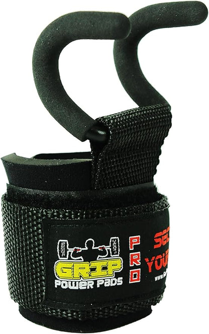 Weight Lifting Rod Hooks Heavy Duty Wrist Wraps Power Weight Lifting Training Gym Grips Straps Set of 2