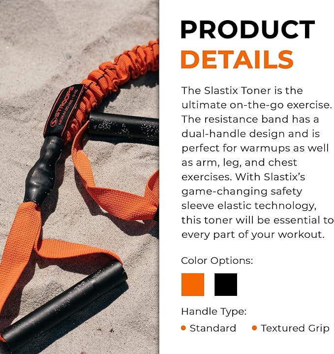 Stroops Slastix Toner Resistance Bands with Handles | Safe Sleeve Exercise Bands for Strength Training, Full Body Workouts, and Home Gym Fitness