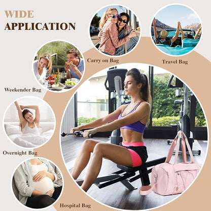 Small Gym Bag for Women, Travel Duffle Bag Carry On Weekender Bag with Shoe Compartment Overnight Gym Tote Personal Item Bag for Men