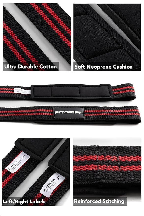 Fitgriff® Lifting Wrist Straps for Weightlifting, Gym, Deadlift, Workout (Made of Premium Cotton & Padded) - Men & Women