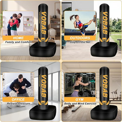 Freestanding Punching Bag for Adult Teens, 70" Heavy Punching Bag with Boxing Gloves and Electric Air Pump for Beginners Kickboxing Training MMA Muay Thai Fitness Office Home Gym
