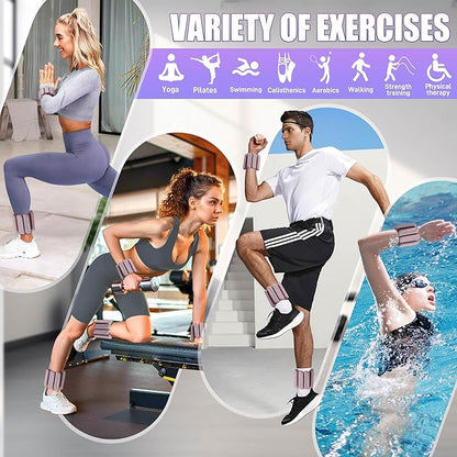 Ankle Weights Set of 2 (1 lb/2 lb Each) for Women Men Adjustable Wrist Bracelet for Home Gym Weighted Bangles Wristbands Leg Arm Weights for Walking Swimming Running Pilates Yoga Gym