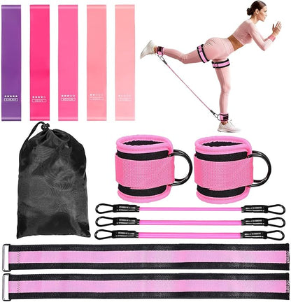 Resistance Bands Set, Adjustable Ankle Exercise Bands with Cuffs Home Gym Workout Fitness Equipment with Carry Bag for Women Leg Booty Butt Lift Kickbacks Hip Training Working Out Yoga