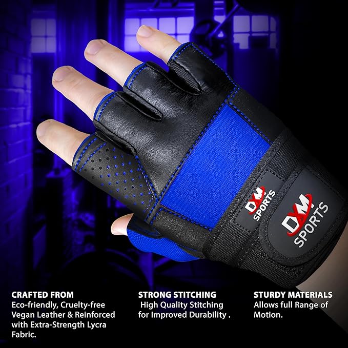 DXM SPORTS Weight Lifting Gym Workout Gloves with Wrist Wrap Support for Men & Women, Full Palm Protection Exercise Gloves for Weightlifting, Training, Fitness, Hanging, Pull ups
