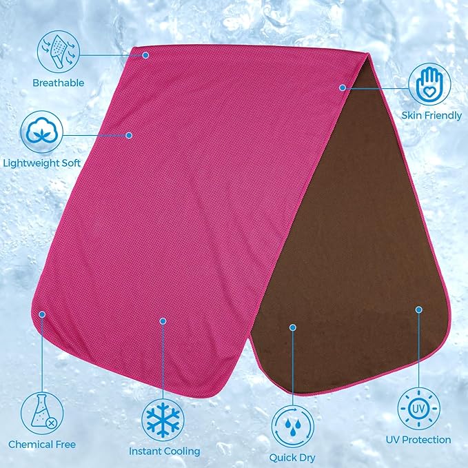 Cooling Towels for Neck and Face - Soft Breathable Chilly Towel, Sweat Wraps, Cool Rags Quick Dry Towel for Hot Weather, Workout, Sports, Yoga, Gym, Hiking, Running, Trips, Golf