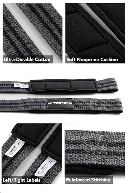 Fitgriff® Lifting Wrist Straps for Weightlifting, Gym, Deadlift, Workout (Made of Premium Cotton & Padded) - Men & Women