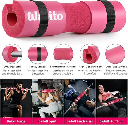 WALITO 8Pcs Barbell Pad Set for Hip Thrust - Squat Pad,Gym Accessories for Women with Bar Bad,Bench Press, with Gym Ankle Straps,Resistance Bands for Working Out,Lifting Strap,Carry Bag