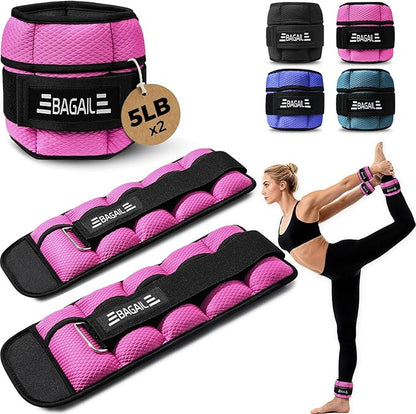 BAGAIL Ankle Wrist Weights for Women & Men, One Pair of 1/2/4/6/8/10 LBS Wearable Leg Arm Weights with Sleek Design & Secure Fit for Walking, Running, Pilates, Home Fitness & Physical Therapy