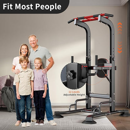 SogesHome Pull Up Bar and Dip Station, Heavy Duty Adjustable Home Gym Equipment for Strength Training, Multifunctional Workout Bar with Resistance Bands – Full Body & Core Exercise