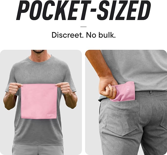 Sweat Absorbing Handkerchiefs - The Original Pocket-Sized Sweat Towels - Quick-Dry Microfiber Sweat Rags for Face, Hands, & Body - Men & Women - Gym, Sports, and Work (Pink: 5 Pack)