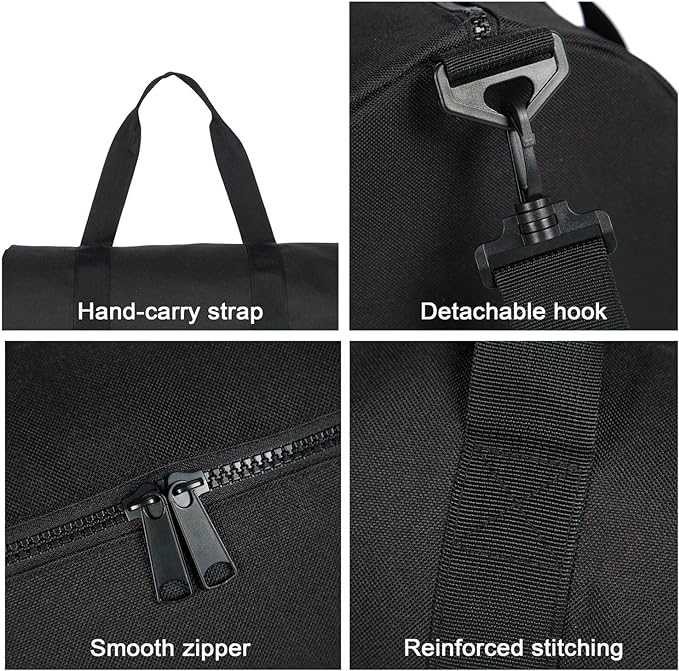 Small Gym Bag Duffel Bag for Women Men Fitness Sports Bag Workout Adjustable Detachable Shoulder Strap Lightweight Carry on Travel Duffle Bag (Black, 15" / Mini / 12L)