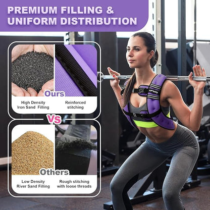 Weighted Vest Woman 5lb/8lb/10lb/12lb/15lb/20lb/25lb/30lb Weight Vest for Women Men, Rucking Vests with Reflective Stripe for Running Workout Walking Strength Training Weight Loss Fitness Weightlifting