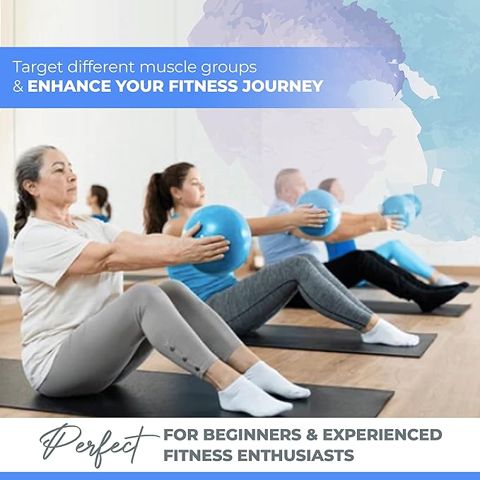 9-Inch Small Pilates Ball with Pump - Mini Exercise Ball for Core Training, Stability, Pilates, Yoga, and Physical Therapy. Enhance Your Workouts with Our Mini Workout Ball
