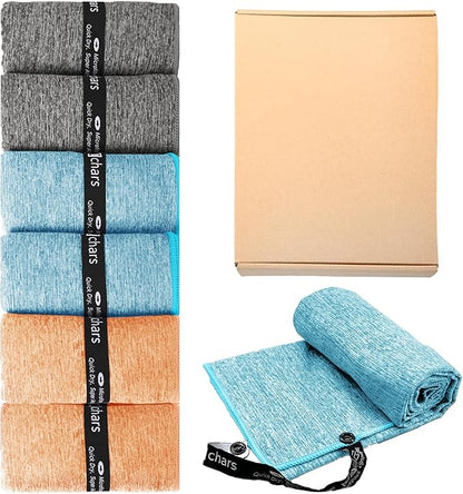 Microfiber Gym Towels - Quick Dry, Highly Absorbing, Silver ION Odor-Free Absorbent Fiber, for Men & Women - for Hot Yoga, Tennis, Running, Workout, Camping, Set of 6 Charcoal Gray (Mixed-Color Set)