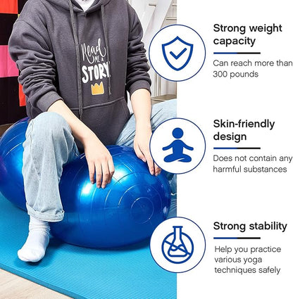 Jexine Peanut Ball for Kids Therapy - 3-Piece Anti-Burst Set, Yoga Balance Exercise Ball for Pregnancy & Home Gym, Includes 1 Pump & 3 Size Options