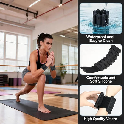 Wrist & Ankle Weights for Women Men, 1lb/2lb/4lb Set of 2 - Adjustable Wearable Weighted Bands, Waterproof Silicone Arm & Leg Weights for Pilates, Yoga, Walking, Dance, Home Workout & Gym