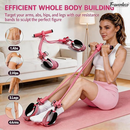 Fitness Resistance Bands with 4 Tube Pedal Ankle Puller, Elastic Yoga Pedal Stretch Band for Exercise, AB Training, Sit Up Equipment