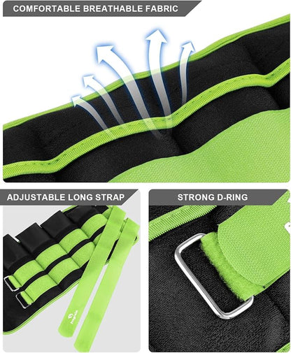 Adjustable Ankle Weights 1-3/4/5/6/8/10/12/15/20 LBS Pair with Removable Weight for Jogging, Gymnastics, Aerobics, Physical Therapy