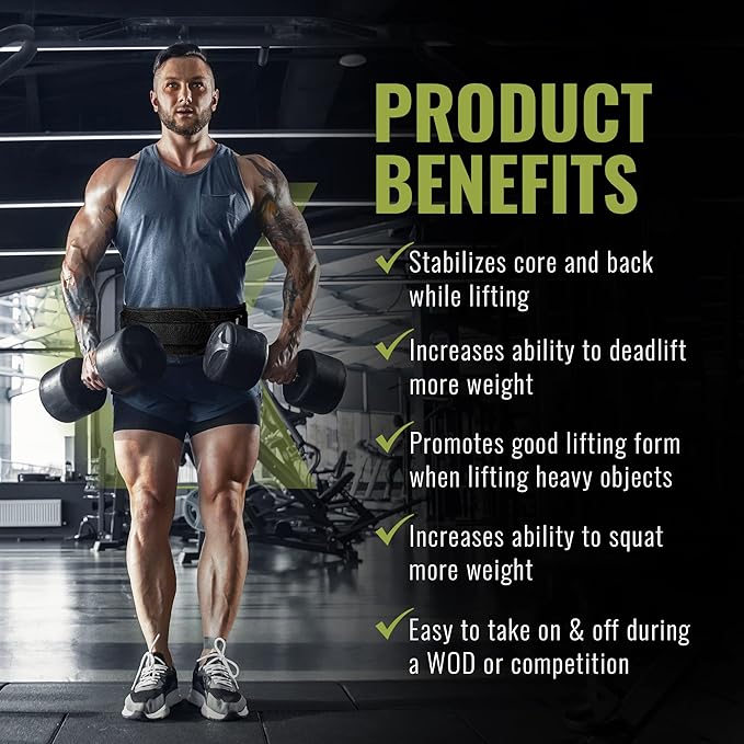 Weight Lifting Belt for Men and Women, 6 Inch, Bodybuilding & Fitness Back Support for Cross Training Workout, Squats, Lunges