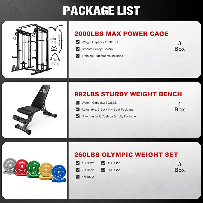 M21 Smith Machine, Multi-Function Power Cage with Dual Pulley Cable Crossover System, 2000LBS All-in-One Squat Rack with Smith Bar and Attachments for Home Gym Strength Training