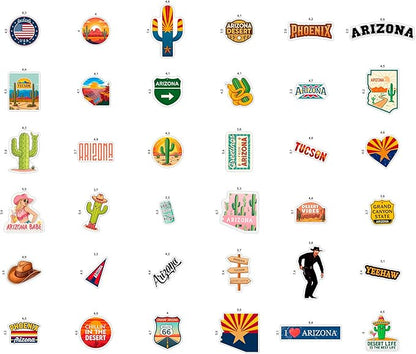 100Pcs Arizona Stickers Small for Water Bottle, Laptops, for Luggage - Arizona Gifts and Souvenirs, Party Supplies - Gift for Women & Men