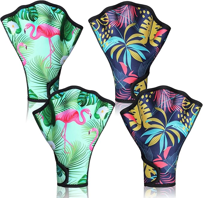 Honoson 2 Pairs Swimming Gloves Women Water Aerobics Gloves Aquatic Fitness Water Resistance Webbed for Men Women Unisex Poll Training Exercise
