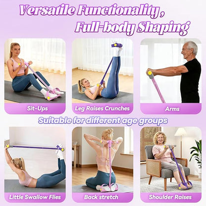 Pedal Resistance Bands with Handles - Multifunction 6-Tubes Foot Pedal Resistance Band, Yoga Elastic Pull Rope Fitness Tension Rope for Home Gym Abdomen, Waist, Arm, Leg Exercise