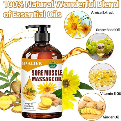 Sore Muscle Massage Oil,Gift for Husband Dad Boyfriend,Relaxing Massage Oil,Arnica Oil,Massages Oil for Massage Therapy,Gifts for Men and Women,Spa Gifts for Him Her