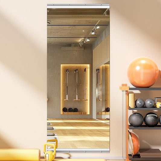Home Gym Mirror, 63" x 28", 1PCS Large Full Body Mirror for Yoga, Silver HD Frameless Tempered Glass, Wall-Mounted Wall Mirrors for Home Gym, Workout, Dance Studio Anti-Distortion Technology