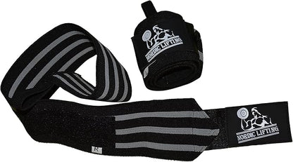 Nordic Lifting Wrist Wraps Super Heavy Duty (1 Pair/2 Wraps) 24" Support for Weight Lifting | Powerlifting | Gym | Cross Training- Weightlifting Thumb Loop - Men & Women