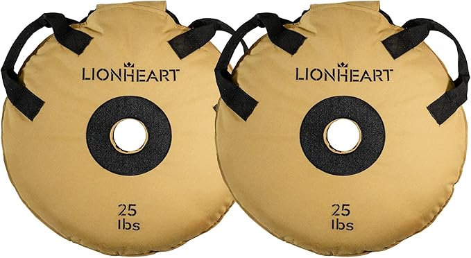 Lionheart Sand Bag Weight Plates Set | Sandbags for Working Out | Home Gym Bumper Plates | Travel-Friendly Sandbag for Fitness & Weight Training | Unfilled 10, 15, 25, 35, 45 lb Plates (Set of 2)